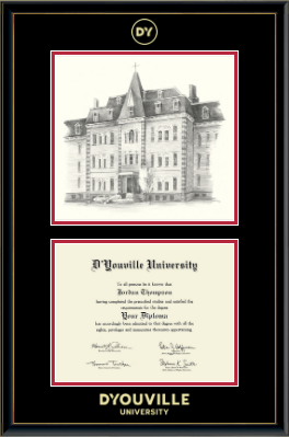 D'Youville University diploma frame - Campus Scene Diploma Frame in Onexa Gold