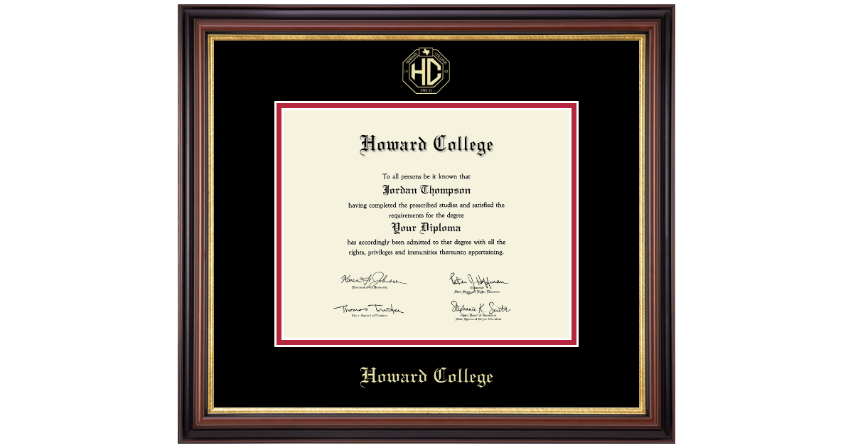 Gold Embossed Diploma Frame in Regency Gold Howard College San Angelo