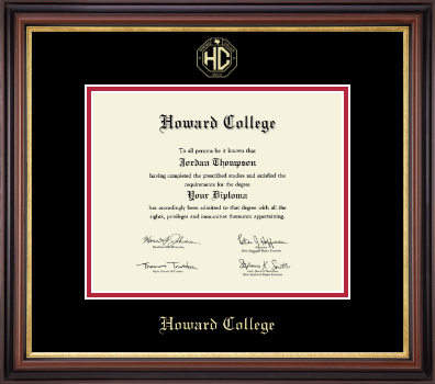 Howard College - San Angelo diploma frame - Gold Embossed Diploma Frame in Regency Gold