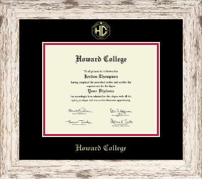 Howard College - Big Springs diploma frame - Gold Embossed Diploma Frame in Barnwood White