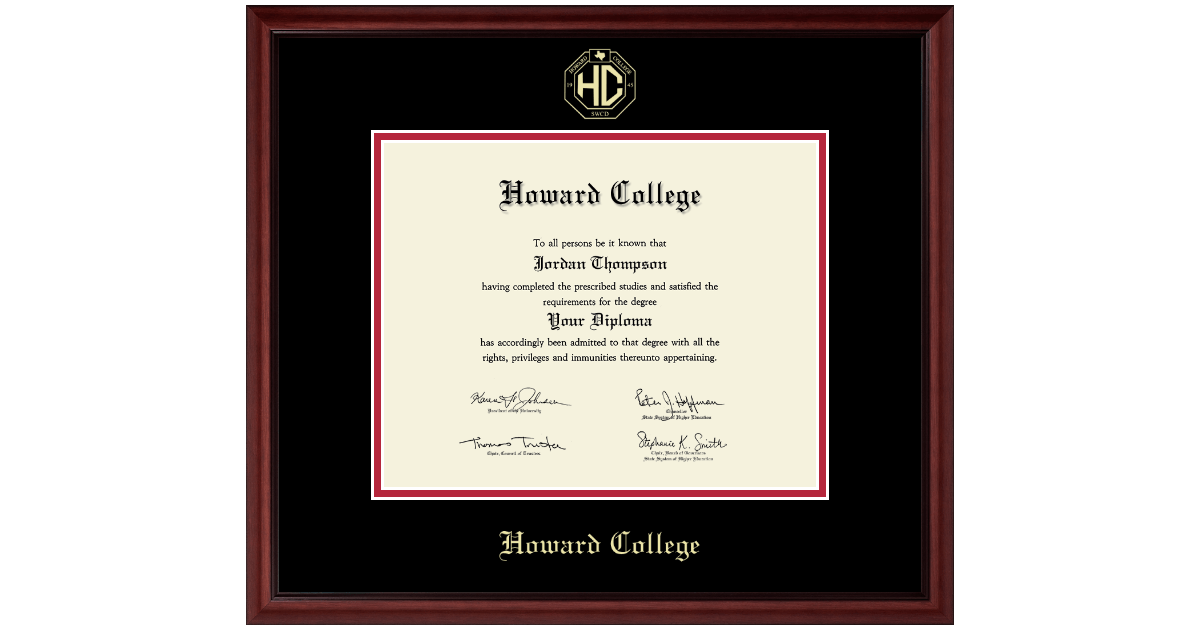 Gold Embossed Diploma Frame in Camby Howard College San Angelo Item