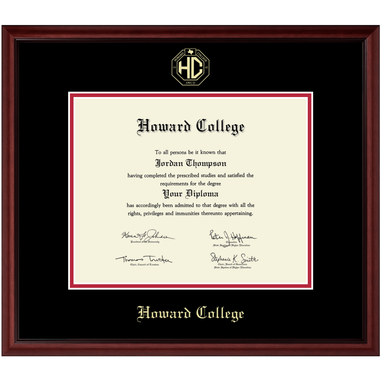 Gold Embossed Diploma Frame in Camby Howard College Big Springs
