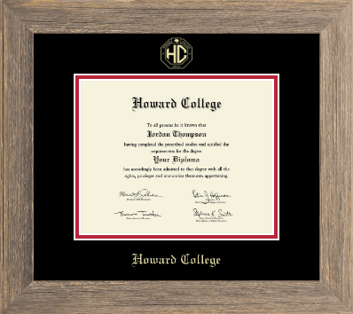 Howard College - San Angelo diploma frame - Gold Embossed Diploma Frame in Barnwood Gray