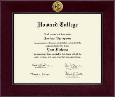 Howard College - San Angelo diploma frame - Century Gold Engraved Diploma Frame in Cordova