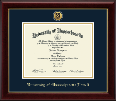 University of Massachusetts Lowell diploma frame - Gold Engraved Medallion Diploma Frame in Gallery