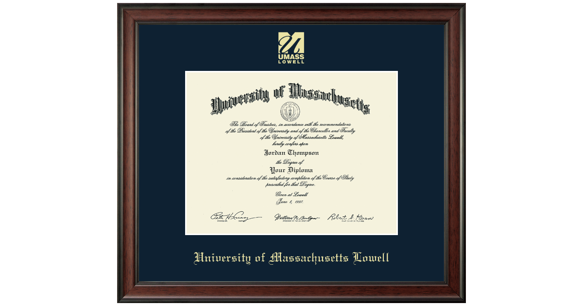 Gold Embossed Diploma Frame in Studio University of Massachusetts