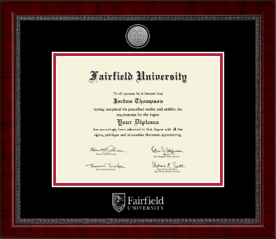 Fairfield University diploma frame - Silver Engraved Medallion Diploma Frame in Sutton