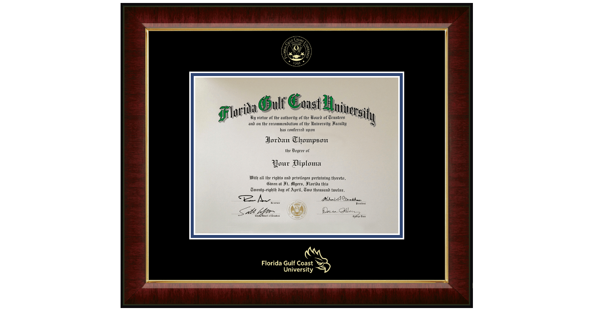 Gold Embossed Diploma Frame in Murano Florida Gulf Coast University