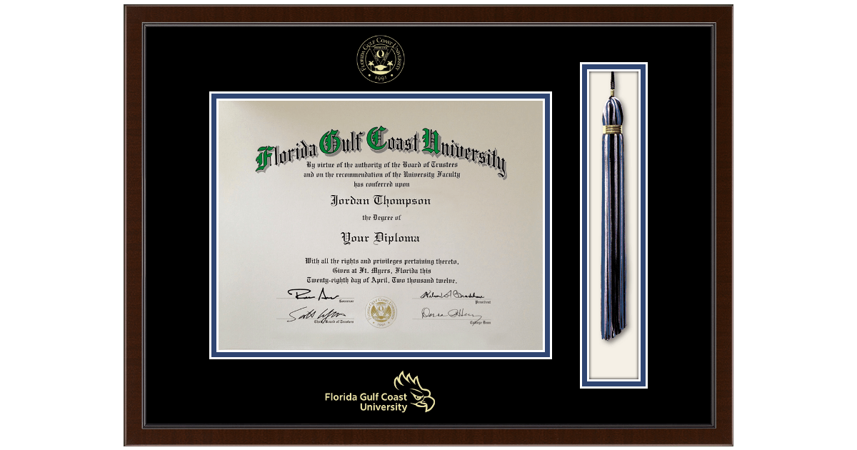 Tassel & Cord Diploma Frame in Delta Florida Gulf Coast University