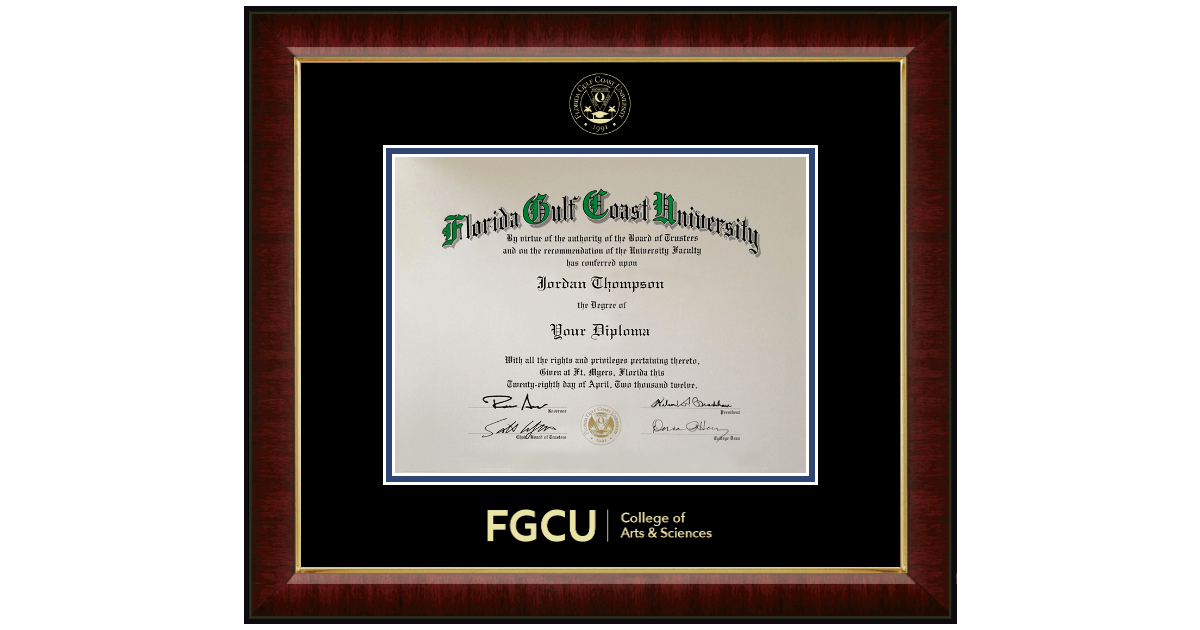 Gold Embossed Diploma Frame in Murano Florida Gulf Coast University