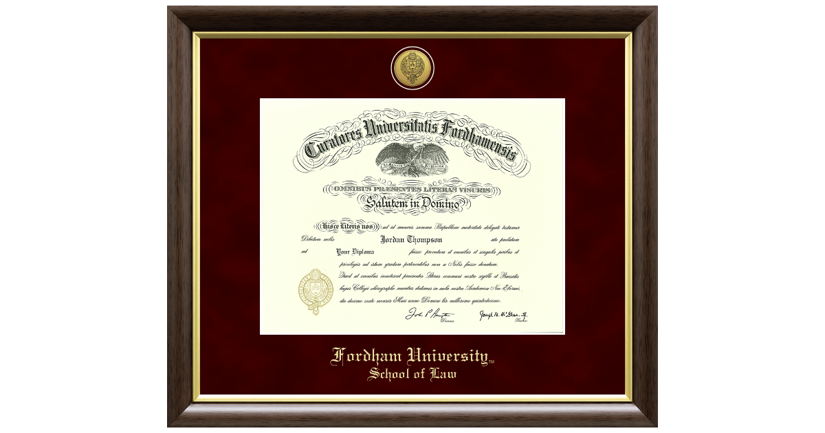 Gold Engraved Medallion Diploma Frame in Hampshire Fordham University Item 421894 from