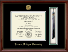 Eastern Michigan University diploma frame - Gold Engraved Medallion Tassel & Cord Diploma Frame in Southport Gold