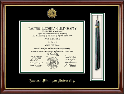 Eastern Michigan University diploma frame - Gold Engraved Medallion Tassel & Cord Diploma Frame in Southport Gold