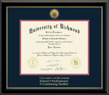 University of Richmond diploma frame - Gold Engraved Medallion Diploma Frame in Onyx Gold