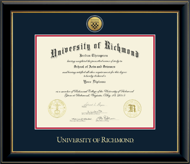 University of Richmond diploma frame - Gold Engraved Medallion Diploma Frame in Onyx Gold