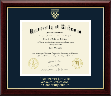 University of Richmond diploma frame - Gold Embossed Diploma Frame in Gallery