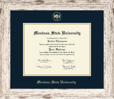 Montana State University Bozeman diploma frame - Gold Embossed Diploma Frame in Barnwood White