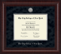 The City College of New York diploma frame - Presidential Silver Engraved Diploma Frame in Premier