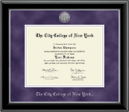 The City College of New York diploma frame - Silver Engraved Medallion Diploma Frame in Onyx Silver