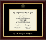 The City College of New York diploma frame - Gold Embossed Diploma Frame in Gallery