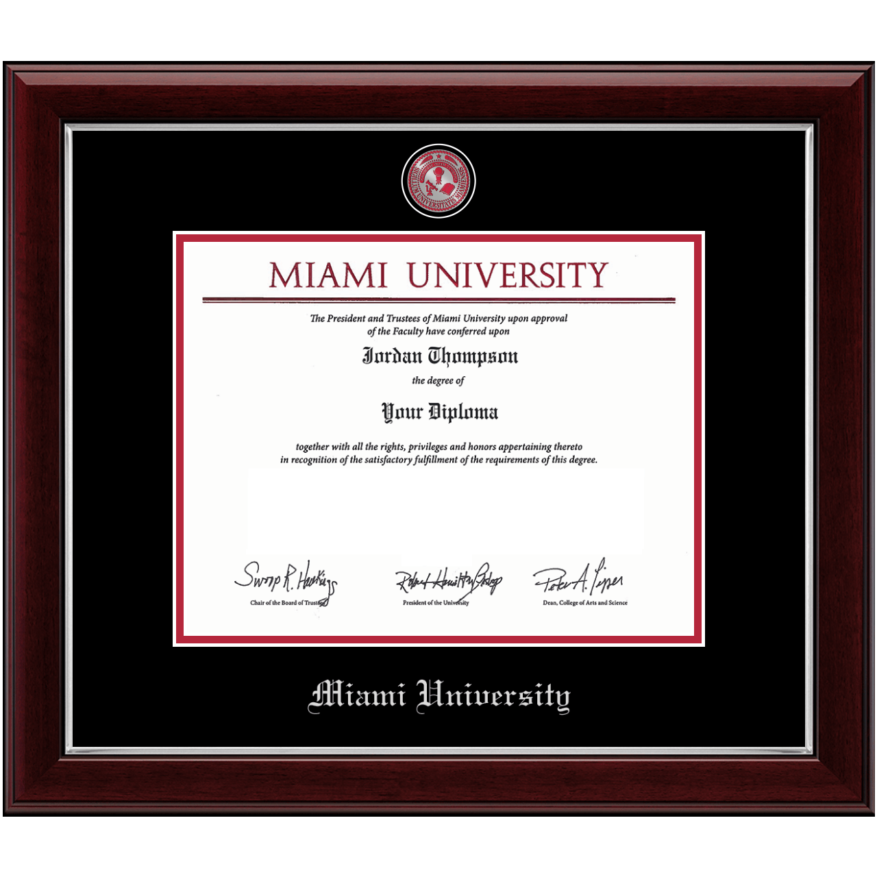 Pewter Masterpiece Medallion Diploma Frame in Gallery Silver Miami