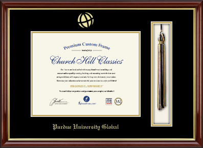 Purdue University Global diploma frame - Tassel & Cord Diploma Frame in Southport Gold