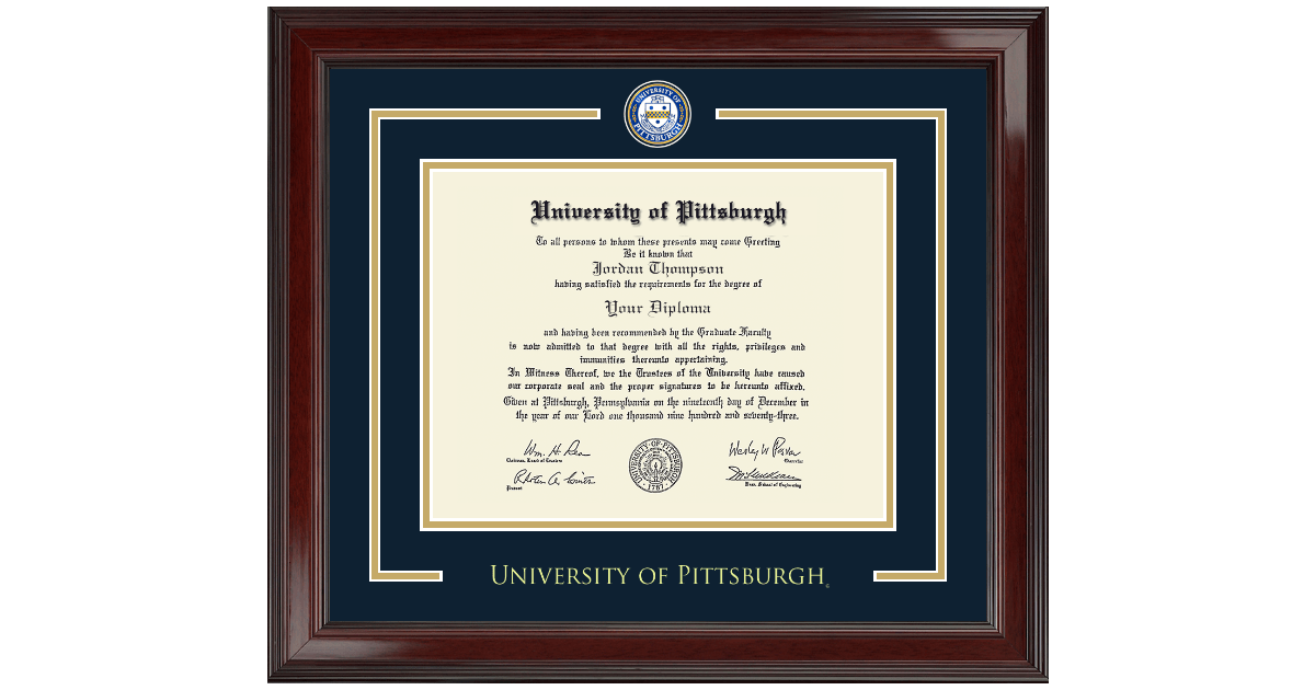Showcase Diploma Frame in Encore University of Pittsburgh Item