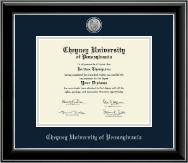 Cheyney University diploma frame - Silver Engraved Medallion Diploma Frame in Onyx Silver