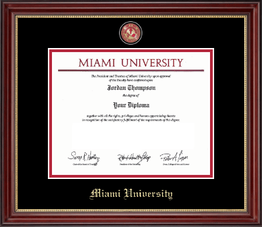 Miami University diploma frame - Brass Masterpiece Medallion Diploma Frame in Kensington Gold