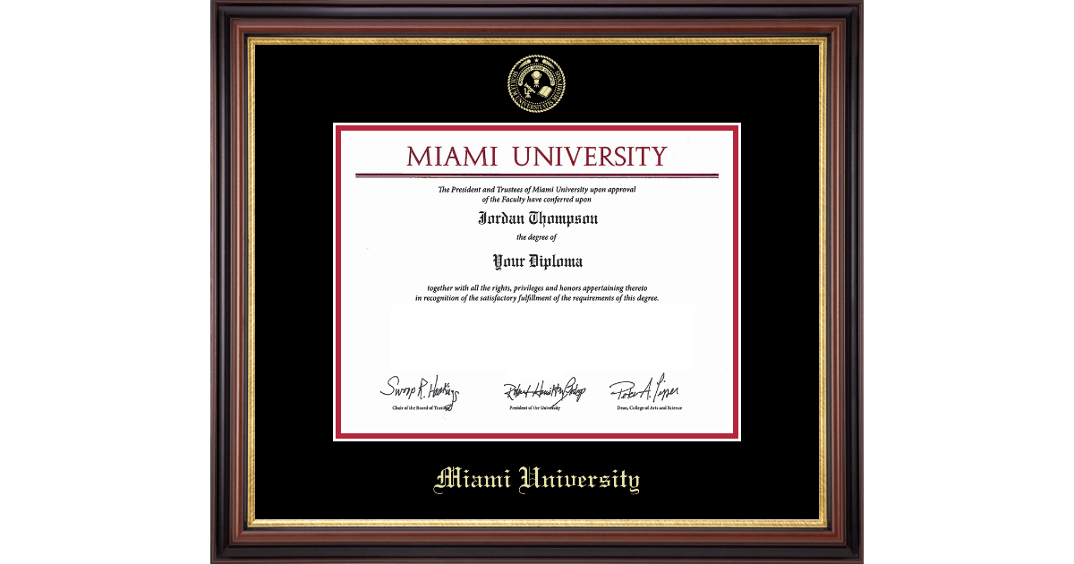 Gold Embossed Diploma Frame in Regency Gold Miami University Item