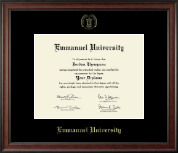 Emmanuel University diploma frame - Gold Embossed Diploma Frame in Studio