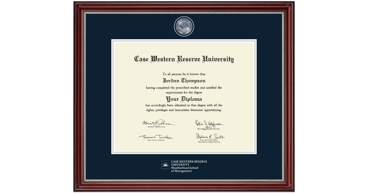 Masterpiece Medallion Diploma Frame in Kensington Silver Case Western