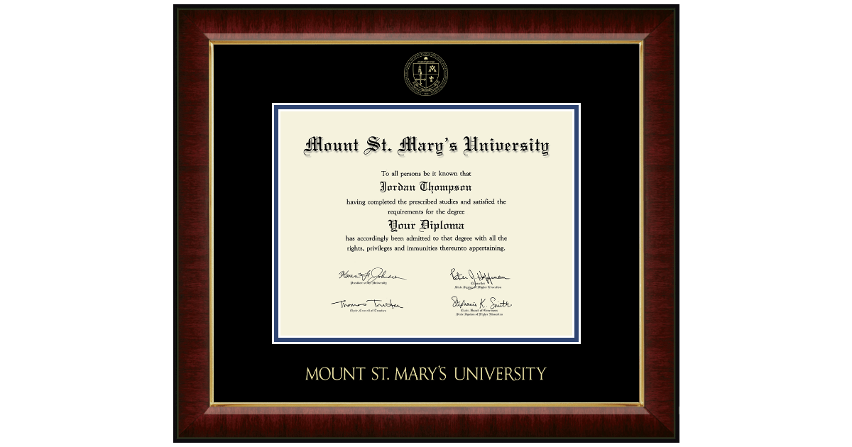 Gold Embossed Diploma Frame in Murano Mount St. Mary's University