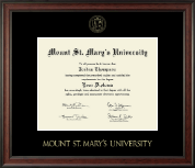 Mount St. Mary's University diploma frame - Gold Embossed Diploma Frame in Studio