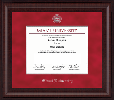 Miami University diploma frame - Presidential Pewter Masterpiece Diploma Frame in Premier