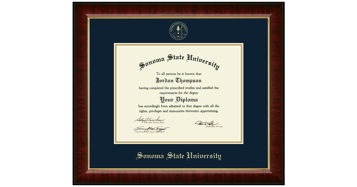 Gold Embossed Diploma Frame In Murano Sonoma State University - Item ...