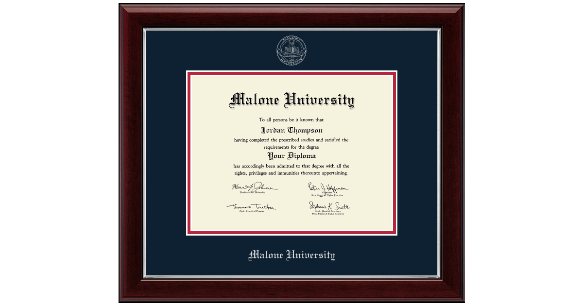Silver Embossed Diploma Frame in Gallery Silver Malone University