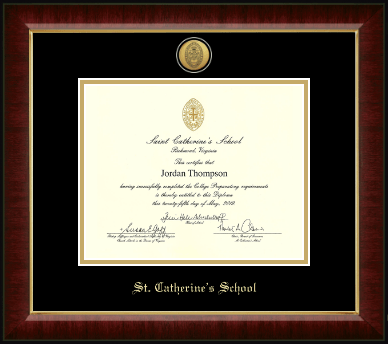 St. Catherine's School diploma frame - Gold Engraved Medallion Diploma Frame in Murano