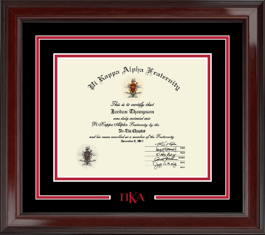 Pi Kappa Alpha certificate frame - Greek Letters Certificate Frame in Encore