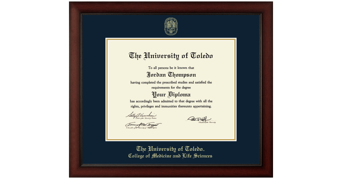Gold Embossed Diploma Frame in Murano The University of Toledo Item