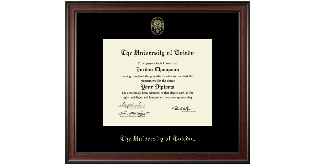 Gold Embossed Diploma Frame in Studio The University of Toledo Item