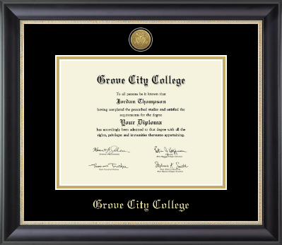 Grove City College diploma frame - Gold Engraved Medallion Diploma Frame in Noir