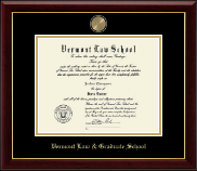 Vermont Law & Graduate School diploma frame - Masterpiece Medallion Diploma Frame in Gallery