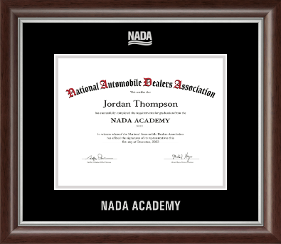 National Automobile Dealers Association certificate frame - Silver Embossed NADA Certificate Frame in Devonshire