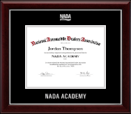 National Automobile Dealers Association diploma frame - Silver Embossed NADA Certificate Frame in Gallery Silver