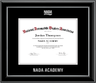 National Automobile Dealers Association certificate frame - Silver Embossed NADA Certificate Frame in Onyx Silver