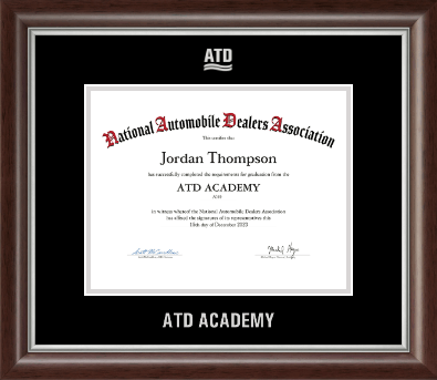 National Automobile Dealers Association certificate frame - Silver Embossed ATD Certificate Frame in Devonshire