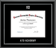 National Automobile Dealers Association certificate frame - Silver Embossed ATD Certificate Frame in Onyx Silver