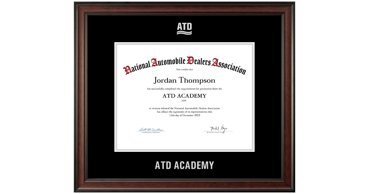 Silver Embossed ATD Certificate Frame in Studio National Automobile