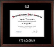 National Automobile Dealers Association certificate frame - Silver Embossed ATD Certificate Frame in Studio